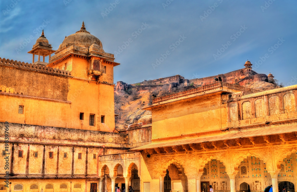View of Amer and Jaigarh Forts in Jaipur - Rajasthan, India