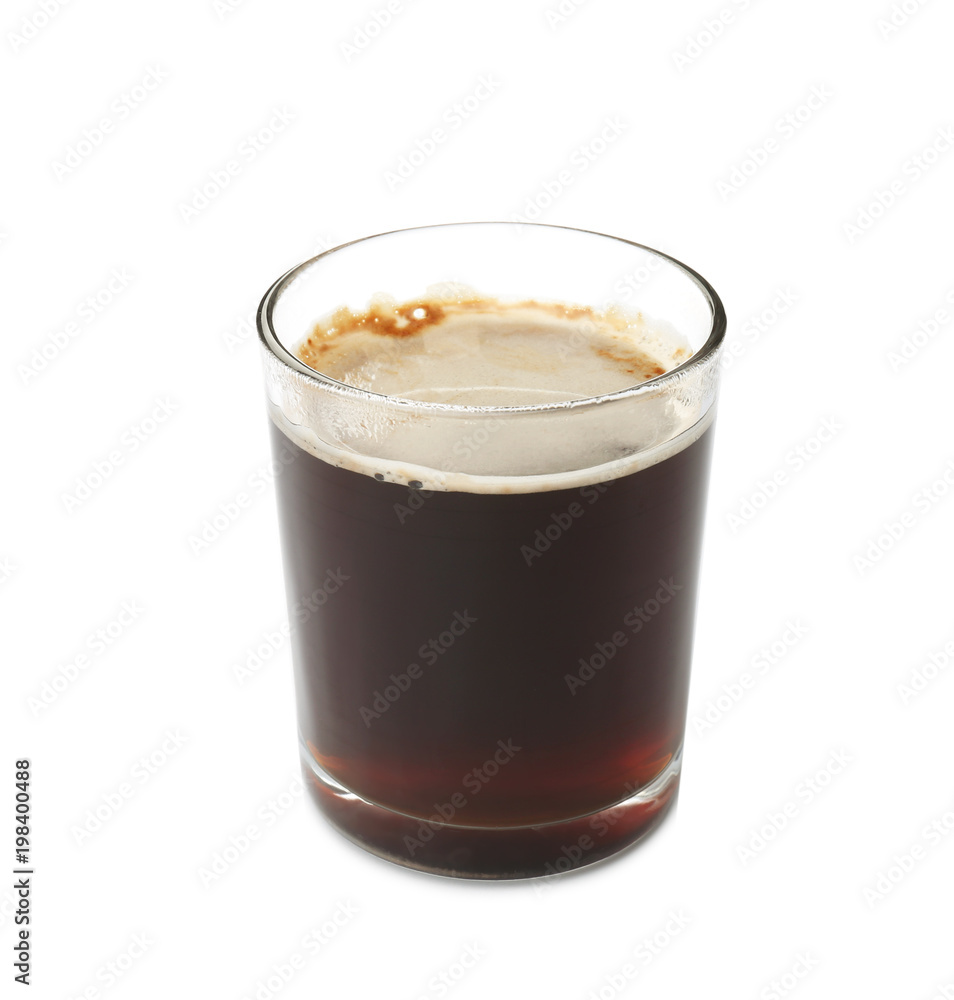 Glass of aromatic hot coffee on white background Glass of aromatic hot coffee on white background