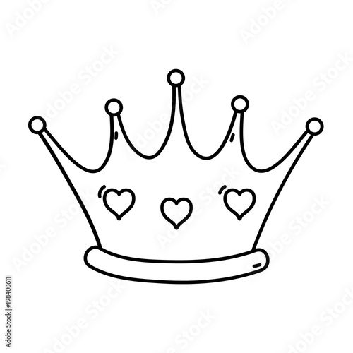 line queen luxury crown with hearts decoration