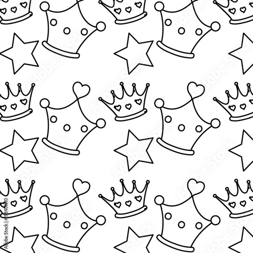line queen crown luxury with star background