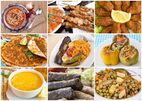 Traditional delicious Turkish food collage