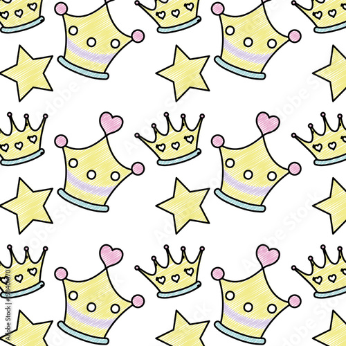 doodle queen crown luxury with star background