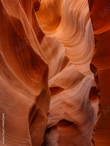 Antelope Canyon in Navajo Tribal Park, Page, Arizona, USA: September 9, 2015: Interior of Antelope Canyon, woderful orange waves made of stone