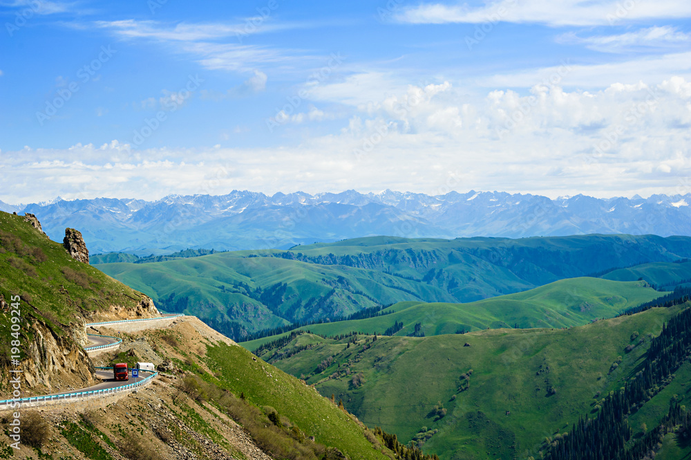 The highway in the mountain, Xinjiang of china
