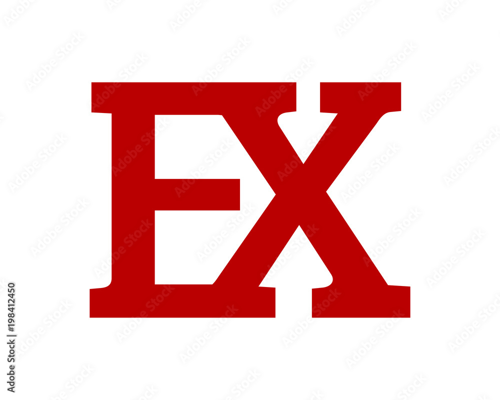 Obraz premium EX red initial letter typography typeface typeset logotype alphabet image vector icon