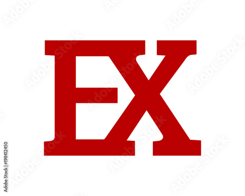 EX red initial letter typography typeface typeset logotype alphabet image vector icon