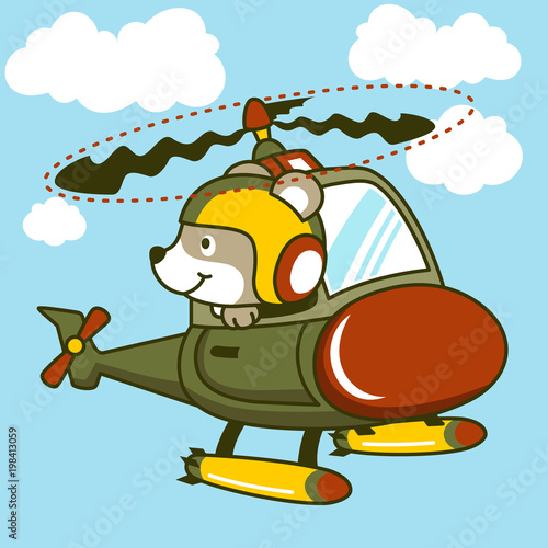 Helicopter cartoon with funny pilot. Eps 10