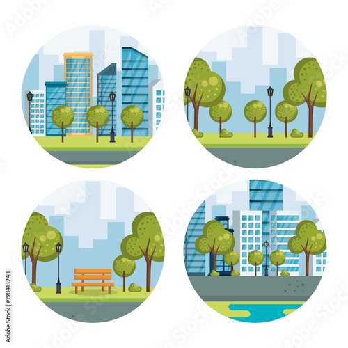 urban cityscapes set scenes