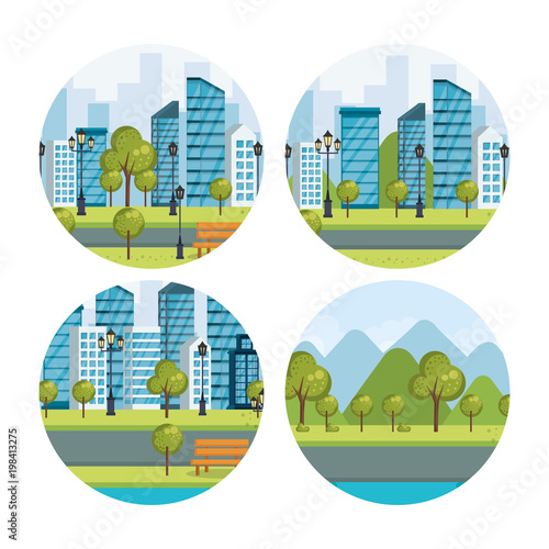 urban cityscapes set scenes