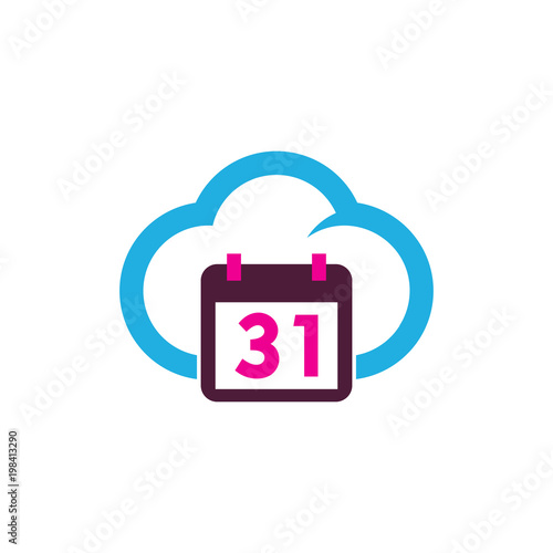 Calendar Cloud Logo Icon Design