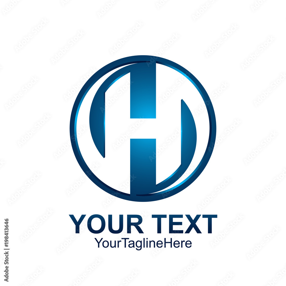 Initial letter H logo template colored blue circle swoosh design for business and company identity Initial letter H logo template colored blue circle swoosh design for business and company identity