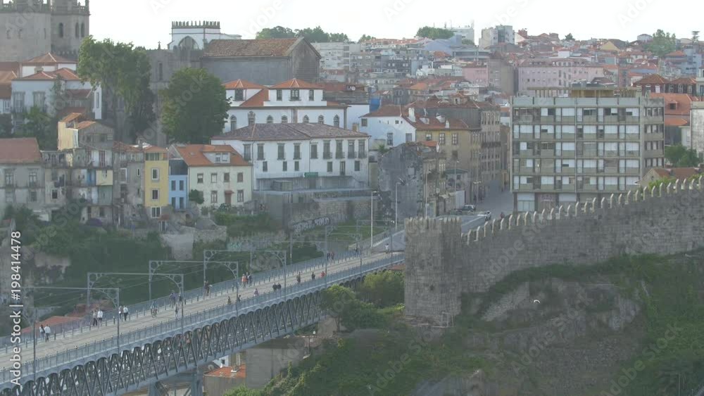 Dom Luis Bridge near the buildings of Porto Dom Luis Bridge near the buildings of Porto
