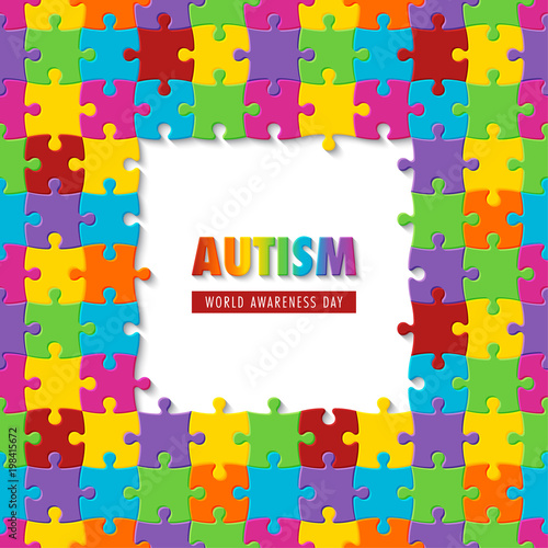 World autism awareness day. Colorful puzzle background. Symbol of autism. Vector Illustration