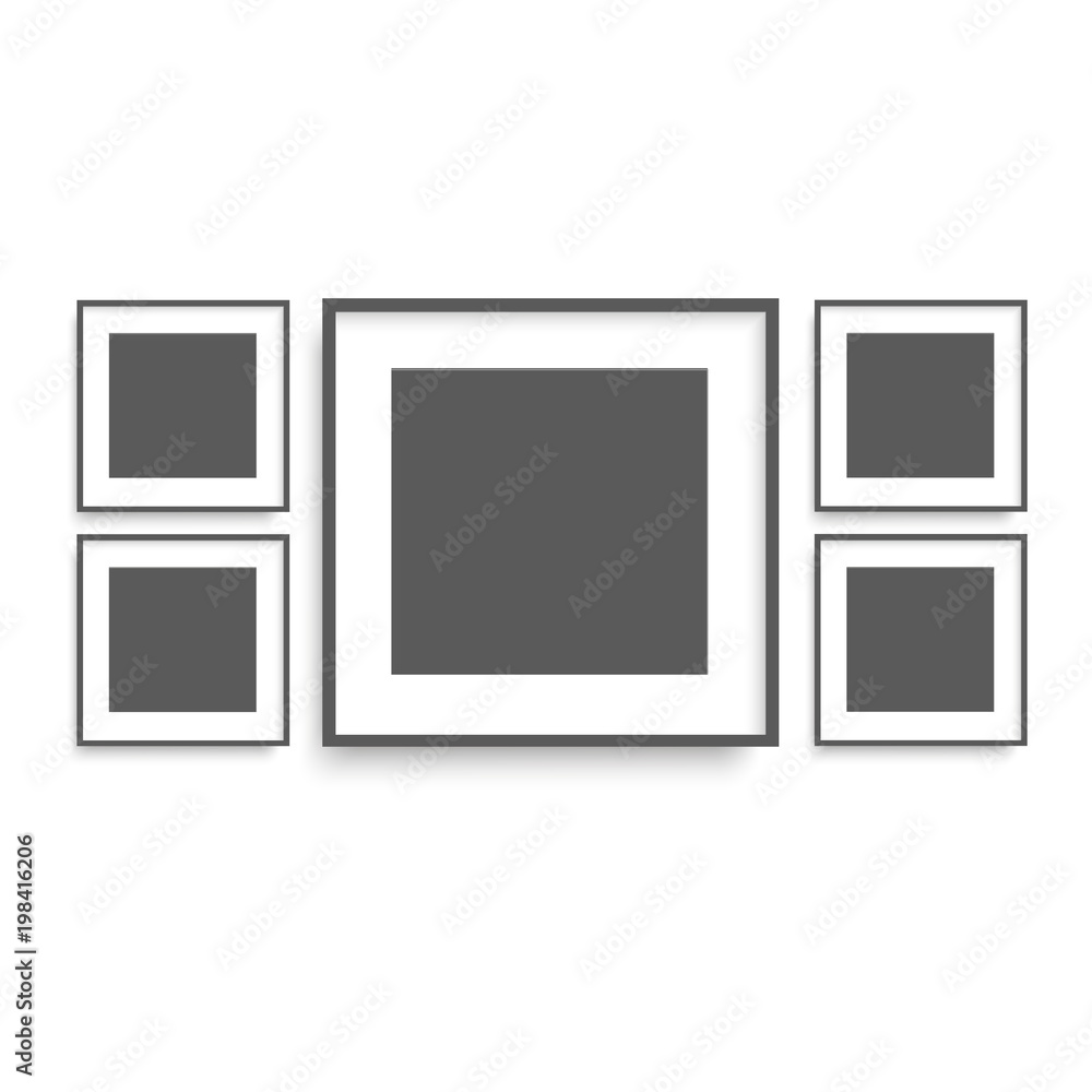 Set of black photo frames on the wall for your design. Vector. Set of black photo frames on the wall for your design. Vector.