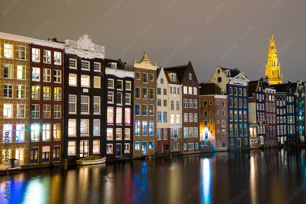 Night view of Amsterdam, The Netherlands
