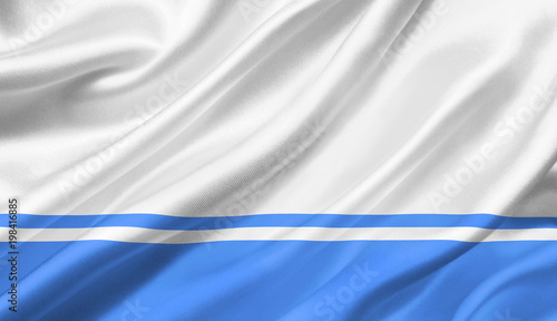 Altai Republic flag waving with the wind, 3D illustration.