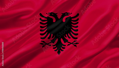 Albania flag waving with the wind, 3D illustration.