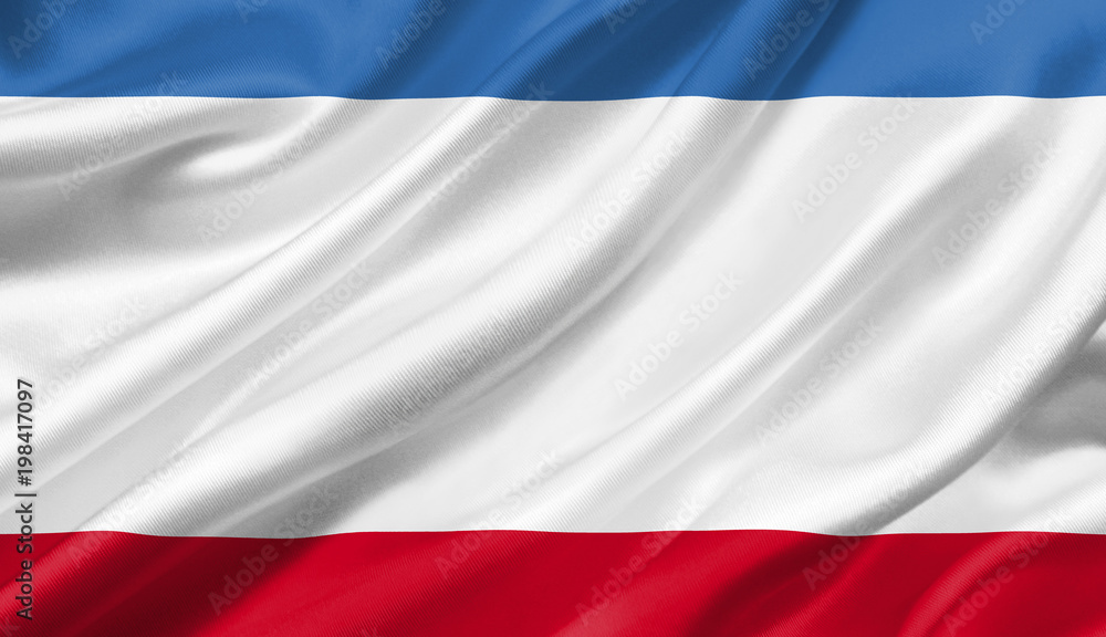 Crimea flag waving with the wind, 3D illustration. Crimea flag waving with the wind, 3D illustration.