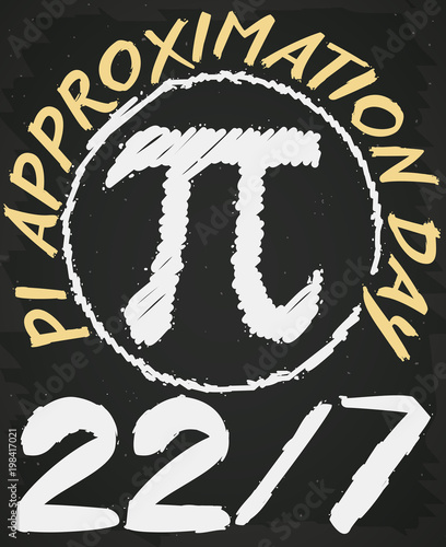 Blackboard Drawing in Math Class for Pi Approximation Day, Vector Illustration