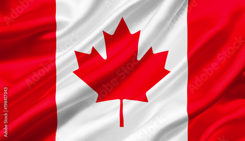 Canada flag waving with the wind, 3D illustration.