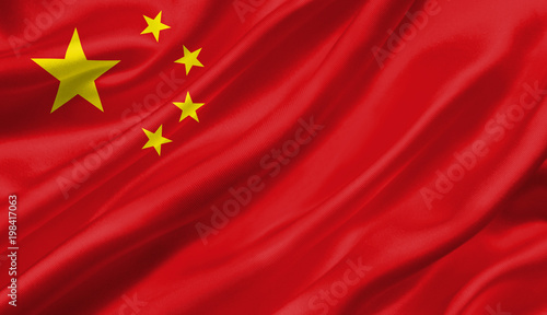 China flag waving with the wind, 3D illustration.