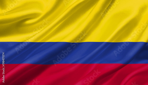 Colombia flag waving with the wind, 3D illustration.