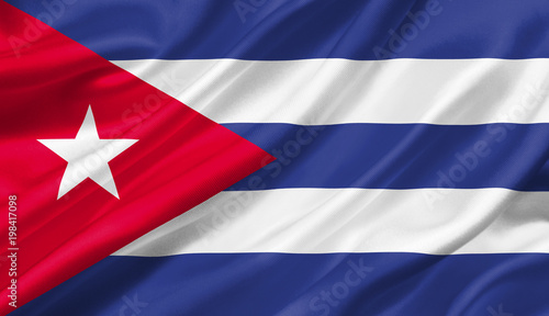 Cuba flag waving with the wind, 3D illustration.
