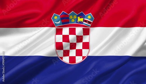 Croatia flag waving with the wind, 3D illustration. photo