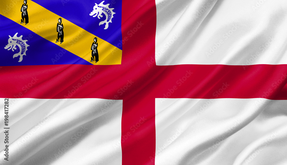 Obraz premium Herm flag waving with the wind, 3D illustration.