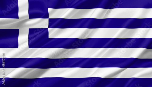 Greece flag waving with the wind, 3D illustration.