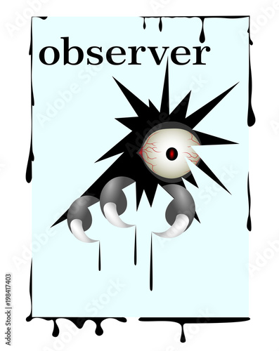 T-shirt design, monsters observer illustration