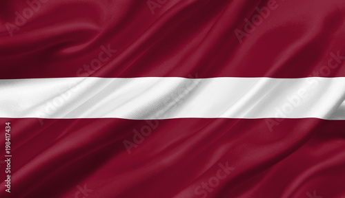 Latvia flag waving with the wind, 3D illustration.