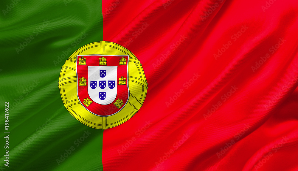 Portugal flag waving with the wind, 3D illustration. Portugal flag waving with the wind, 3D illustration.