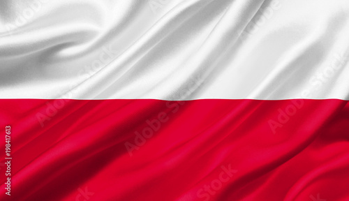 Poland flag waving with the wind  3D illustration.