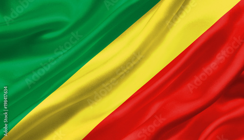 Republic of the Congo flag waving with the wind, 3D illustration.