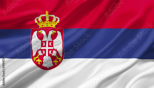 Serbia flag waving with the wind, 3D illustration. photo