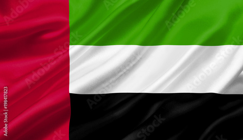 Bilde på lerret United Arab Emirates flag waving with the wind, 3D illustration.