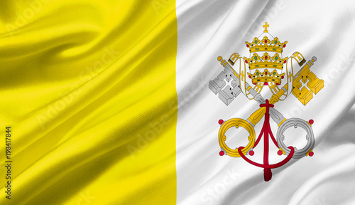 Vatican City State flag waving with the wind, 3D illustration.