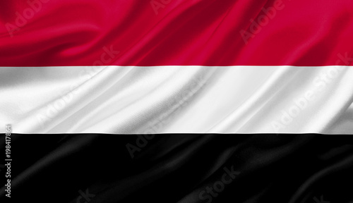 Yemen flag waving with the wind  3D illustration.