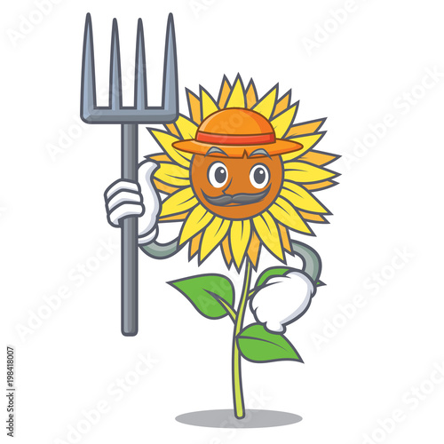 Farmer sunflower character cartoon style