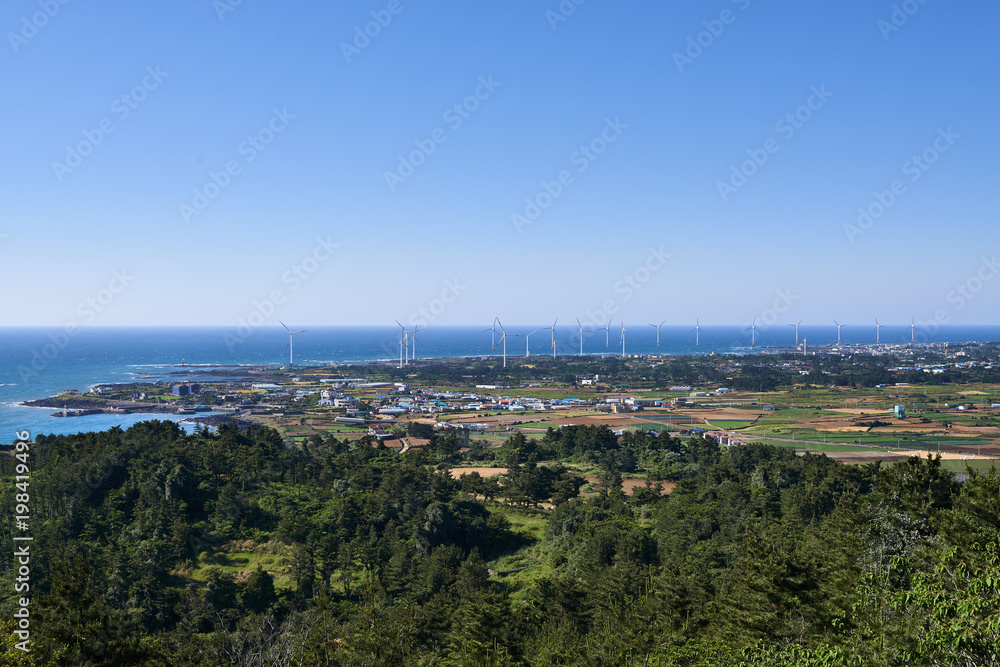 Landscape of Hangyeong-myeon, viewed from Dang Oreum Landscape of Hangyeong-myeon, viewed from Dang Oreum