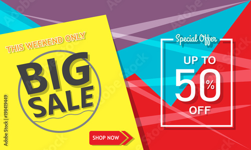 Big sale template banner, Special offer at discount up to 50% off. Vector illustration design. EPS10