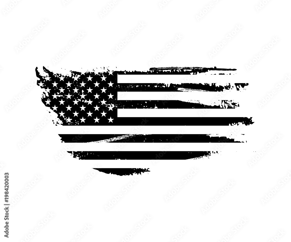 Black Vintage Usa Flag Illustration Vector American Flag On Grunge