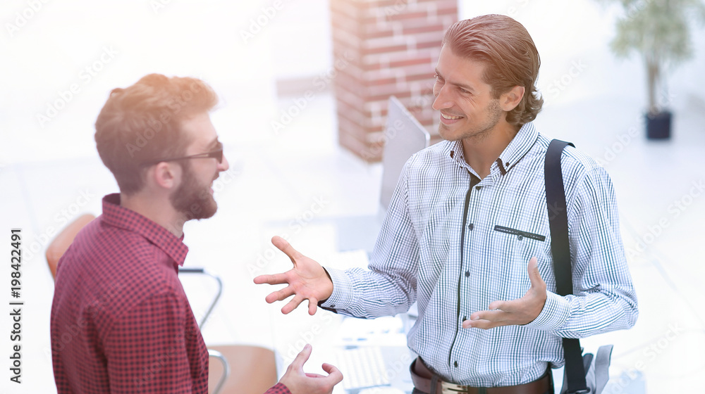 professionals speak, standing in the office professionals speak, standing in the office