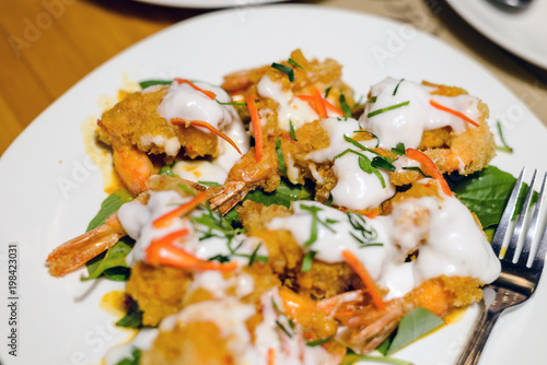 Curry fried shrimps, Thai Food