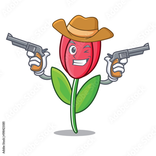 Cowboy tulip character cartoon style