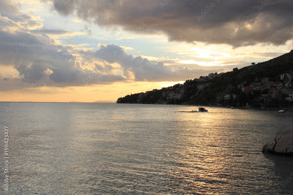 Naklejka premium Croatia Coastline Sunset Ocean Highway Dubrovnik