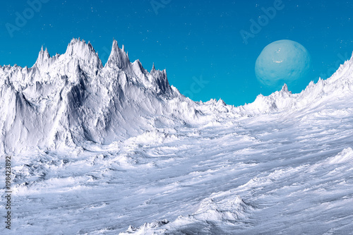 Alien Planet. Mountain. 3D rendering © Pavel Parmenov