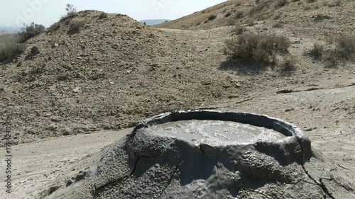 Mud volcano crater, eruption