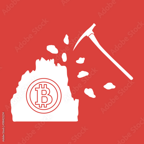 Mining of bitcoins. Digital currency.